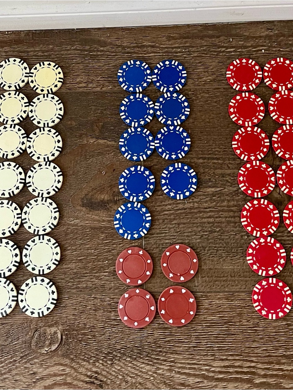 Casino Style Poker Chips - Red, Blue, White, Brown Set